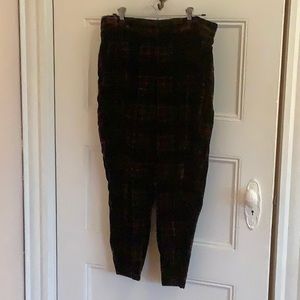 J Crew plaid velvet pants “easy” style sz 12